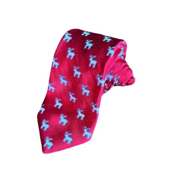 Ted Baker 61 x 3 Red With Moose Pattern  Neck Tie - Picture 1 of 3